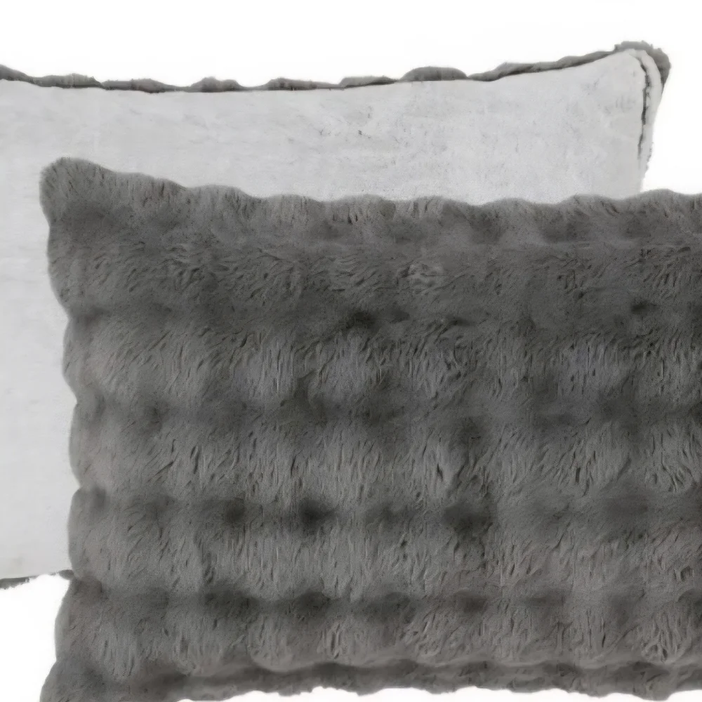 Frye Silver And Gray Faux Fur Comforter Set - King